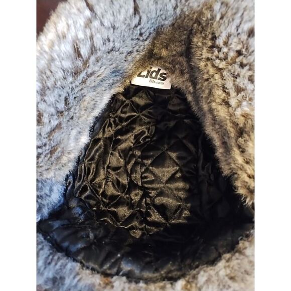 LIDS Wool Trapper Hat Gray Ear Flaps Faux Fur Lined One Size Chin Strap Adult - Picture 4 of 4